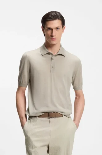 Strick-Polo aus Schurwolle