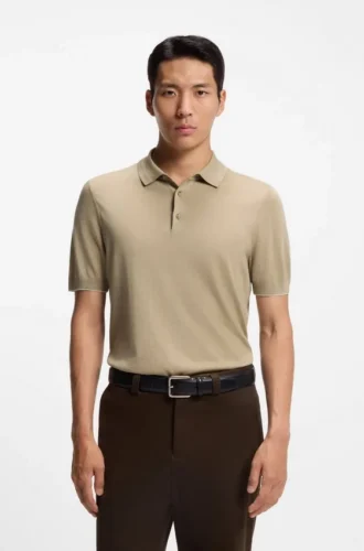 Strick-Poloshirt aus Seide und Baumwolle