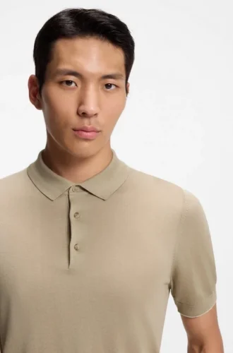Strick-Poloshirt aus Seide und Baumwolle