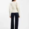 Strickjacke aus Rippstrick mit Bindeband vorne und Ballonärmeln