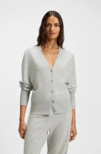 Strickjacke mit geripptem Saum aus Kaschmir