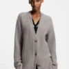 Strickjacke mit gesticktem Logo in Oversize-Passform