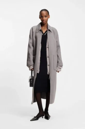 Strickjacke mit gesticktem Logo in Oversize-Passform