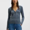 Strickjacke mit verdecktem Verschluss aus Schurwolle
