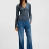 Strickjacke mit verdecktem Verschluss aus Schurwolle