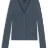 Strickjacke mit verdecktem Verschluss aus Schurwolle