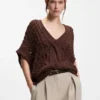 Strickoberteil aus Baumwollmischung mit Zopfmuster
