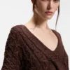 Strickoberteil aus Baumwollmischung mit Zopfmuster