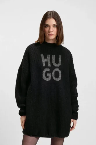 Strickpullover mit funkelndem, übereinanderliegendem Logo