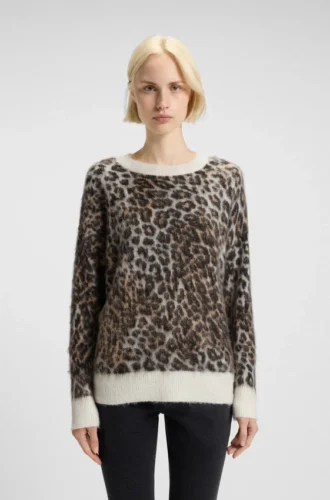 Strickpullover mit Leoparden-Jacquard