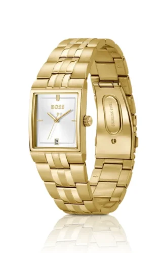 Strivo-Uhr in Goldoptik mit Streifendetails