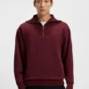 Sweatshirt aus aufgerauter Baumwolle mit geripptem Reißverschlusskragen Sweatshirt aus aufgerauter Baumwolle mit geripptem Reißverschlusskragen