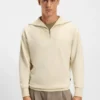 Sweatshirt aus aufgerauter Baumwolle mit geripptem Reißverschlusskragen