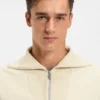 Sweatshirt aus aufgerauter Baumwolle mit geripptem Reißverschlusskragen