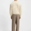 Sweatshirt aus aufgerauter Baumwolle mit geripptem Reißverschlusskragen