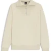 Sweatshirt aus aufgerauter Baumwolle mit geripptem Reißverschlusskragen