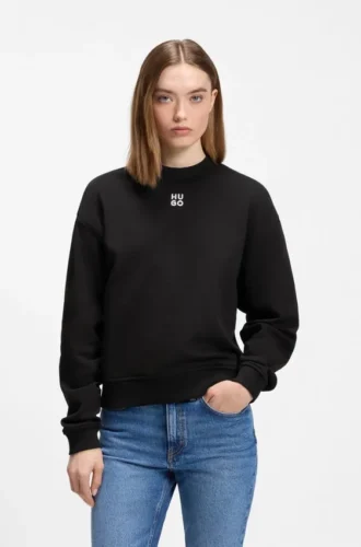 Sweatshirt aus Baumwoll-Frottee mit gestapelter Logo-Stickerei