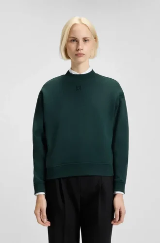 Sweatshirt aus Baumwoll-Frottee mit gestapelter Logo-Stickerei