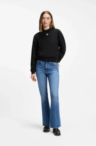 Sweatshirt aus Baumwoll-Frottee mit gestapelter Logo-Stickerei