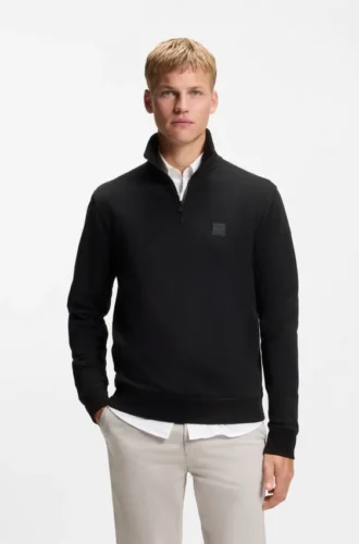 Sweatshirt aus Baumwoll-Frottee mit Reißverschlusskragen