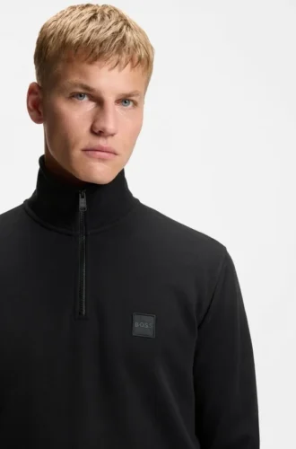 Sweatshirt aus Baumwoll-Frottee mit Reißverschlusskragen