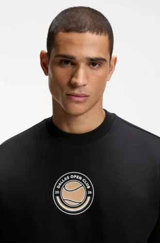 Sweatshirt aus Baumwoll-Frottee mit Tennis-Motiv