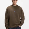 Sweatshirt aus Baumwollfrottee mit blauem Logo-Aufnäher