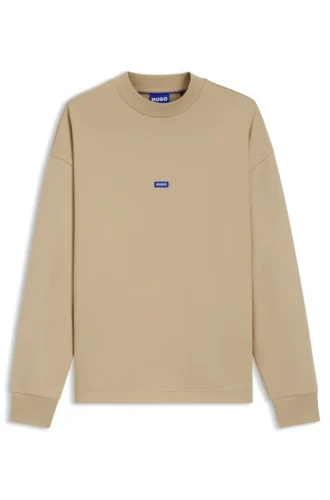 Sweatshirt aus Baumwollfrottee mit blauem Logo-Aufnäher