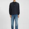 Sweatshirt aus Baumwollfrottee mit blauem Logo-Aufnäher