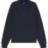 Sweatshirt aus Baumwollfrottee mit blauem Logo-Aufnäher