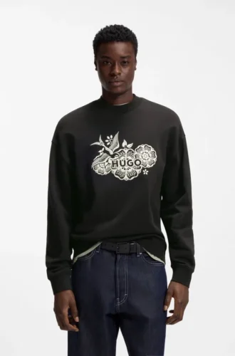 Sweatshirt aus Baumwollfrottee mit gesticktem Motiv