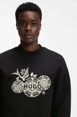Sweatshirt aus Baumwollfrottee mit gesticktem Motiv