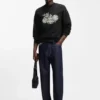 Sweatshirt aus Baumwollfrottee mit gesticktem Motiv