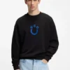 Sweatshirt aus Baumwollfrottee mit Happy HUGO