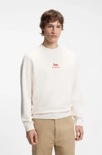 Sweatshirt aus Baumwollfrottee mit Happy HUGO