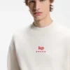 Sweatshirt aus Baumwollfrottee mit Happy HUGO