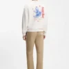 Sweatshirt aus Baumwollfrottee mit Happy HUGO
