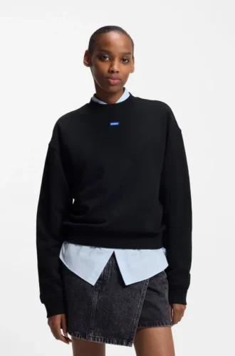 Sweatshirt aus Baumwollfrottee mit Logo-Aufnäher