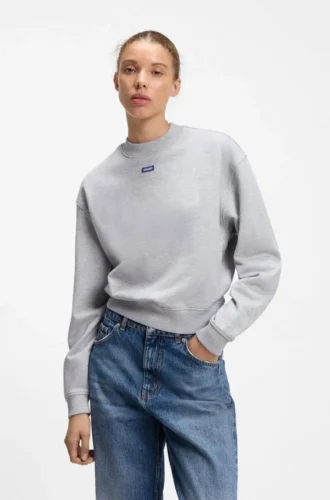 Sweatshirt aus Baumwollfrottee mit Logo-Aufnäher