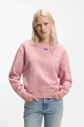 Sweatshirt aus Baumwollfrottee mit Logo-Aufnäher