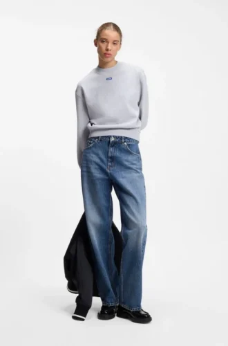 Sweatshirt aus Baumwollfrottee mit Logo-Aufnäher