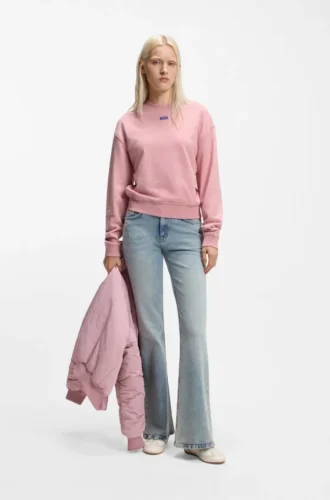 Sweatshirt aus Baumwollfrottee mit Logo-Aufnäher