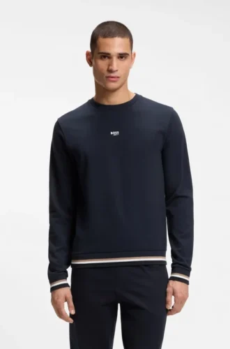 Sweatshirt aus Baumwollfrottee mit Logo und charakteristischen Streifen