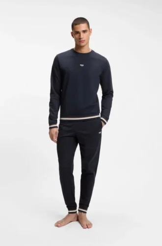 Sweatshirt aus Baumwollfrottee mit Logo und charakteristischen Streifen