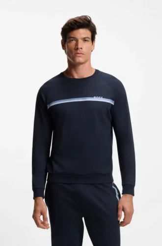 Sweatshirt aus Baumwollfrottee mit Logo und Streifen