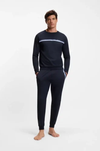 Sweatshirt aus Baumwollfrottee mit Logo und Streifen