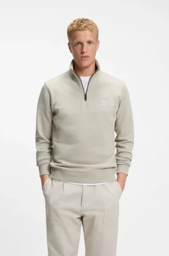 Sweatshirt aus Baumwollfrottee mit Reißverschlusskragen