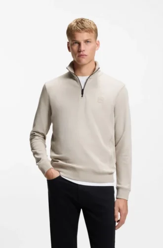 Sweatshirt aus Baumwollfrottee mit Reißverschlusskragen