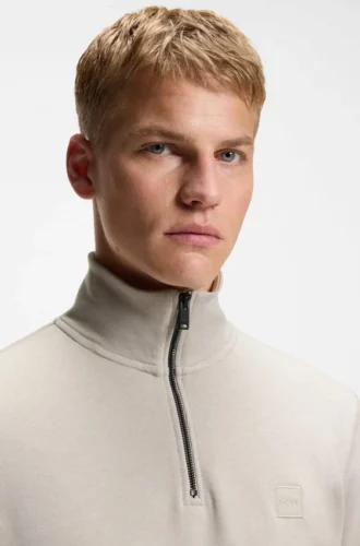 Sweatshirt aus Baumwollfrottee mit Reißverschlusskragen