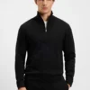 Sweatshirt aus Baumwollmischung mit Reißverschluss am Kragen und Waffelstruktur